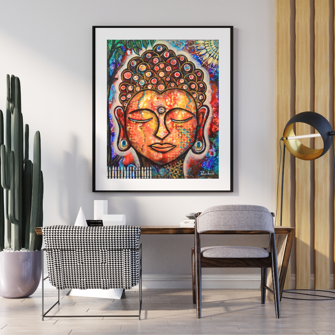 Stillness — original mixed media meditation canvas by Rashmi Malhan