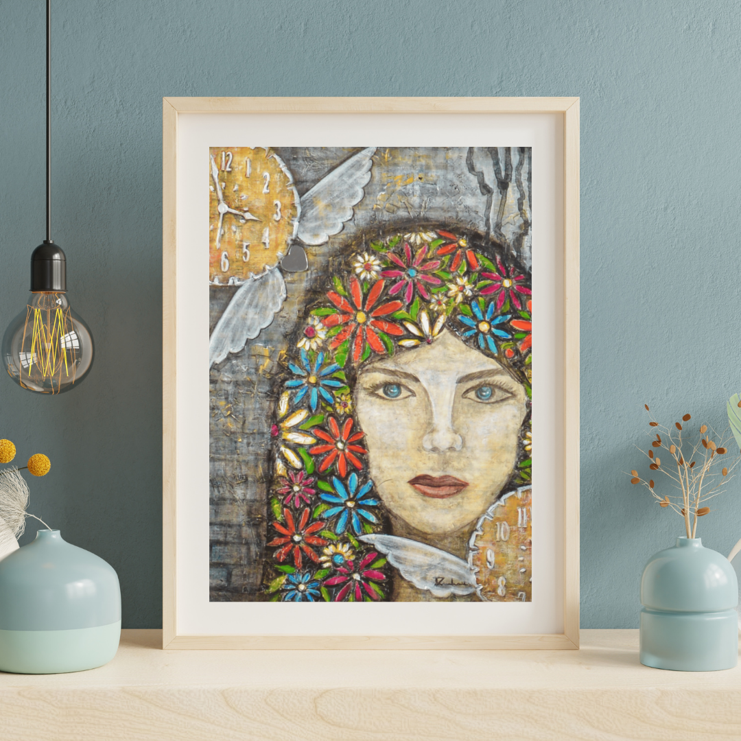 Dea Tempus — original mixed media spiritual canvas by Rashmi Malhan
