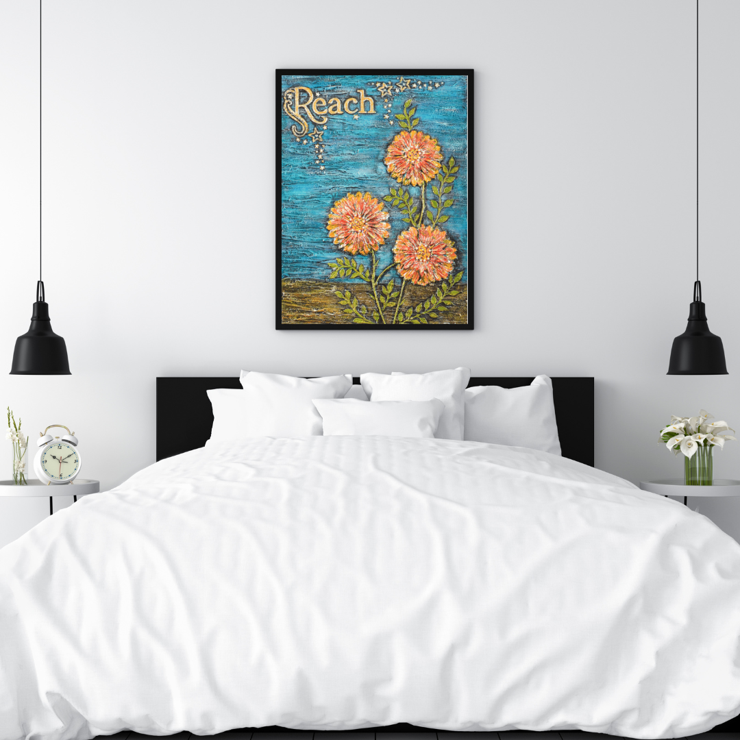 Reach — original mixed media empowerment canvas by Rashmi Malhan