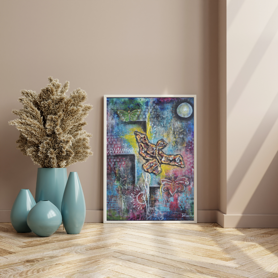 Phoenix — original mixed media spiritual canvas by Rashmi Malhan