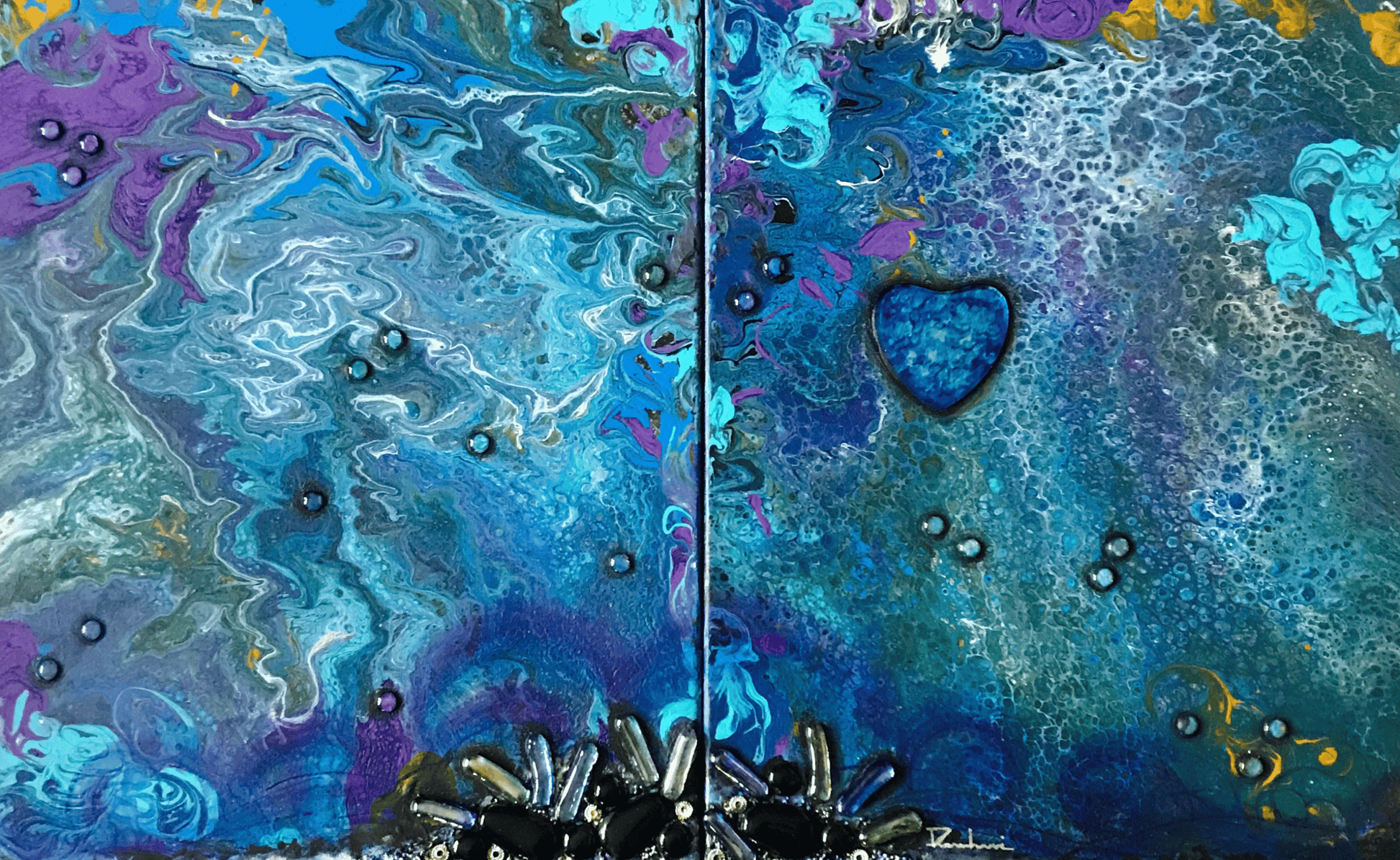 Heart of the Ocean — original mixed media nature-inspired canvas by Rashmi Malhan