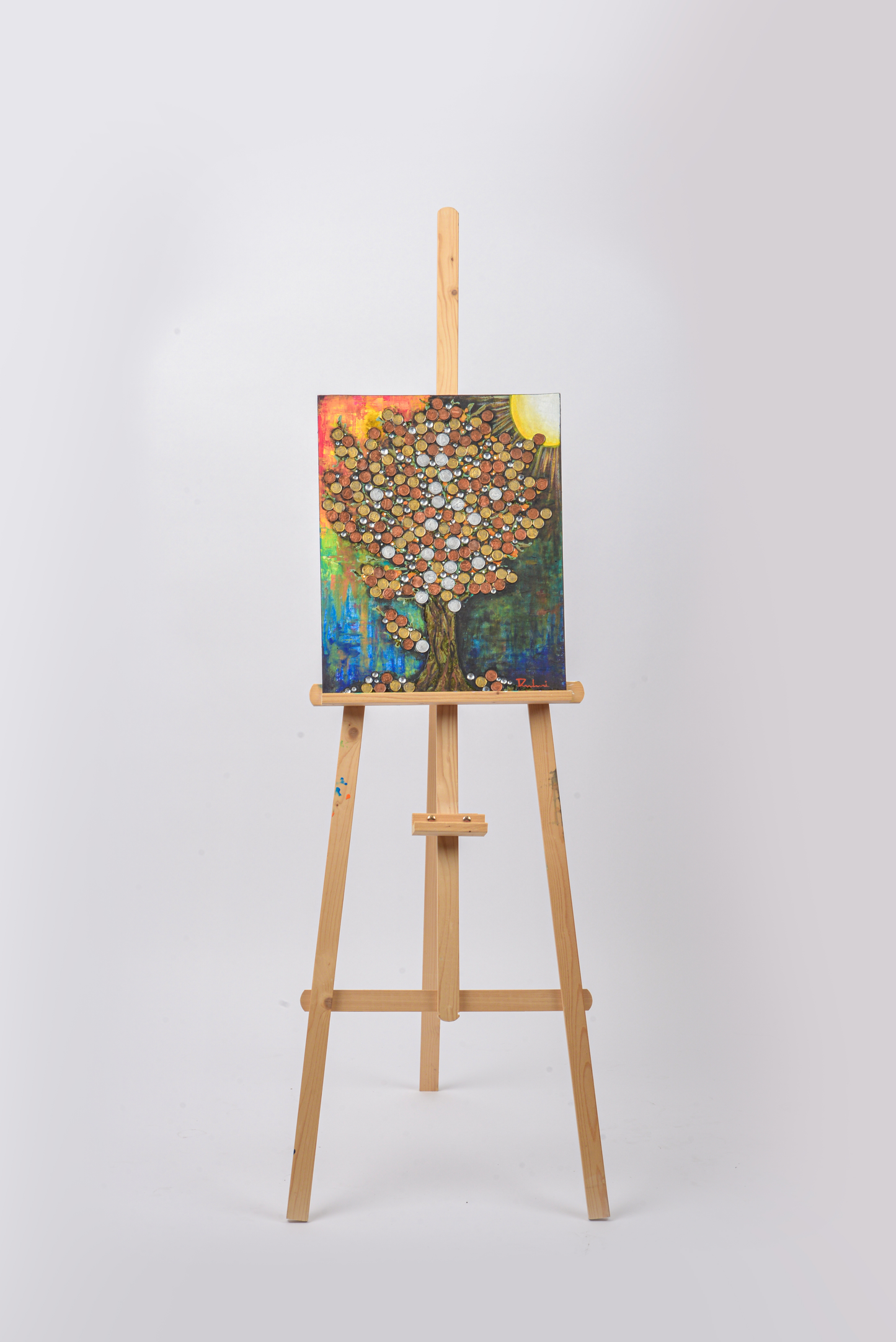 Money Tree — original mixed media abundance canvas by Rashmi Malhan