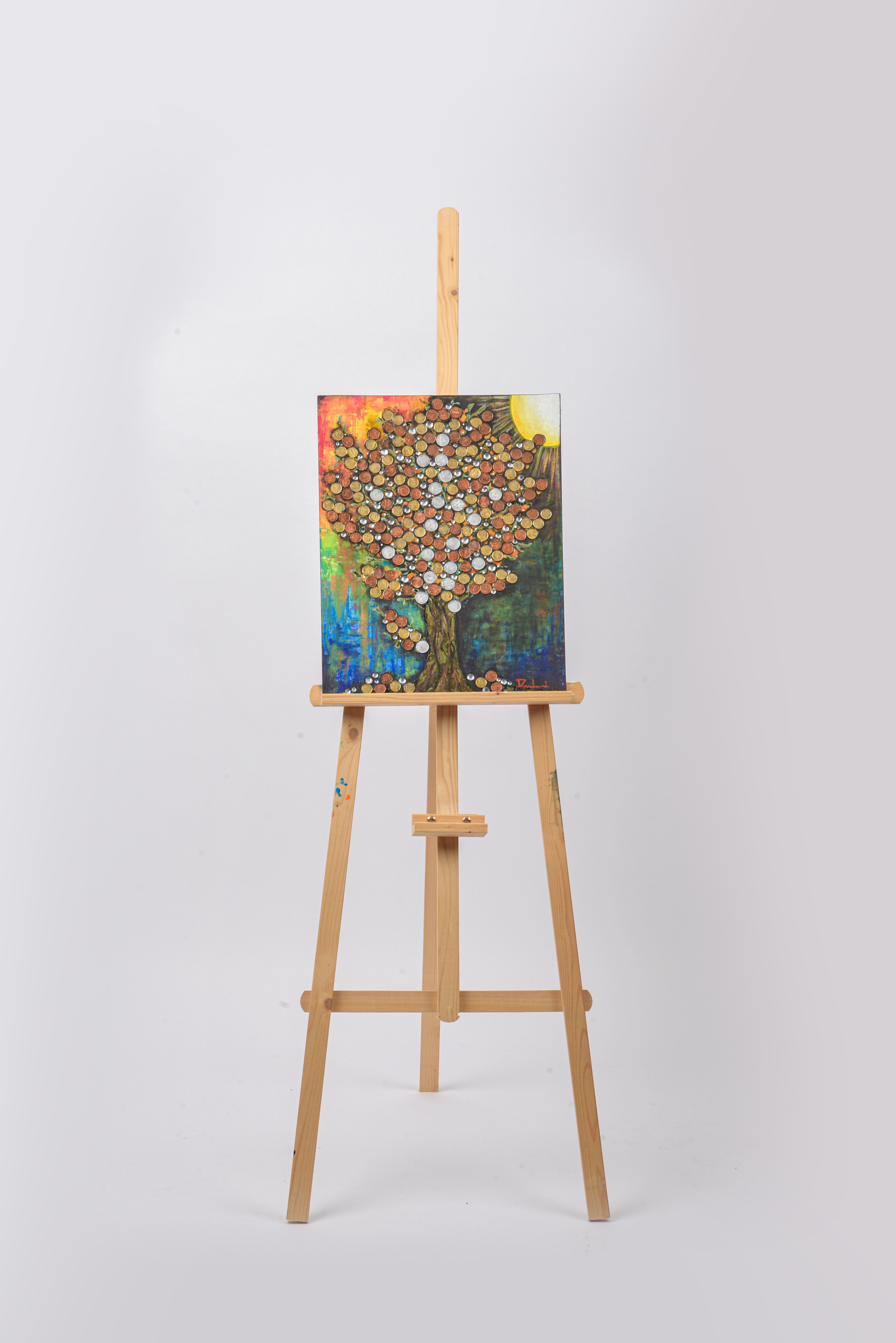 Money Tree — original mixed media abundance canvas by Rashmi Malhan