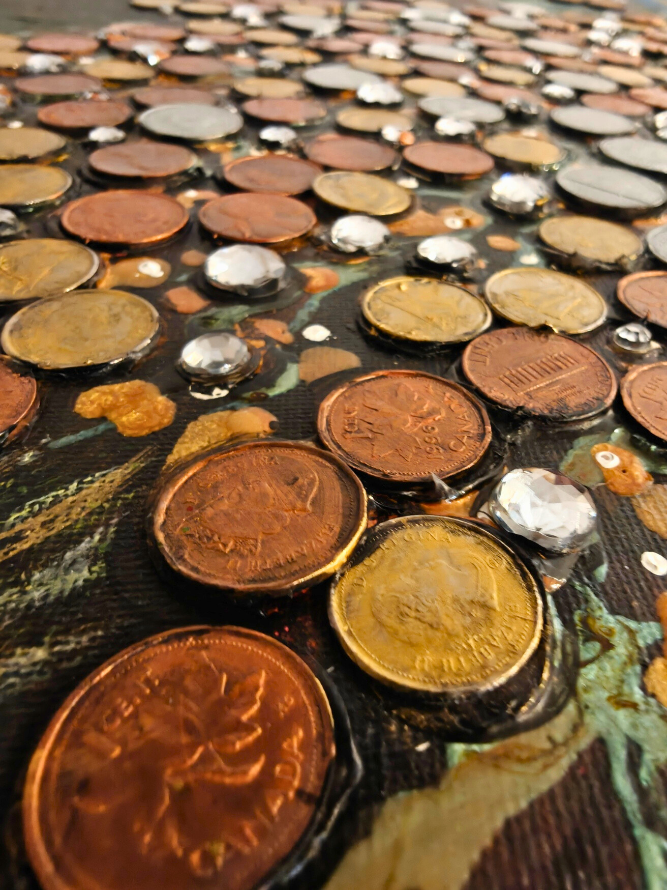 Money Tree — original mixed media abundance canvas by Rashmi Malhan