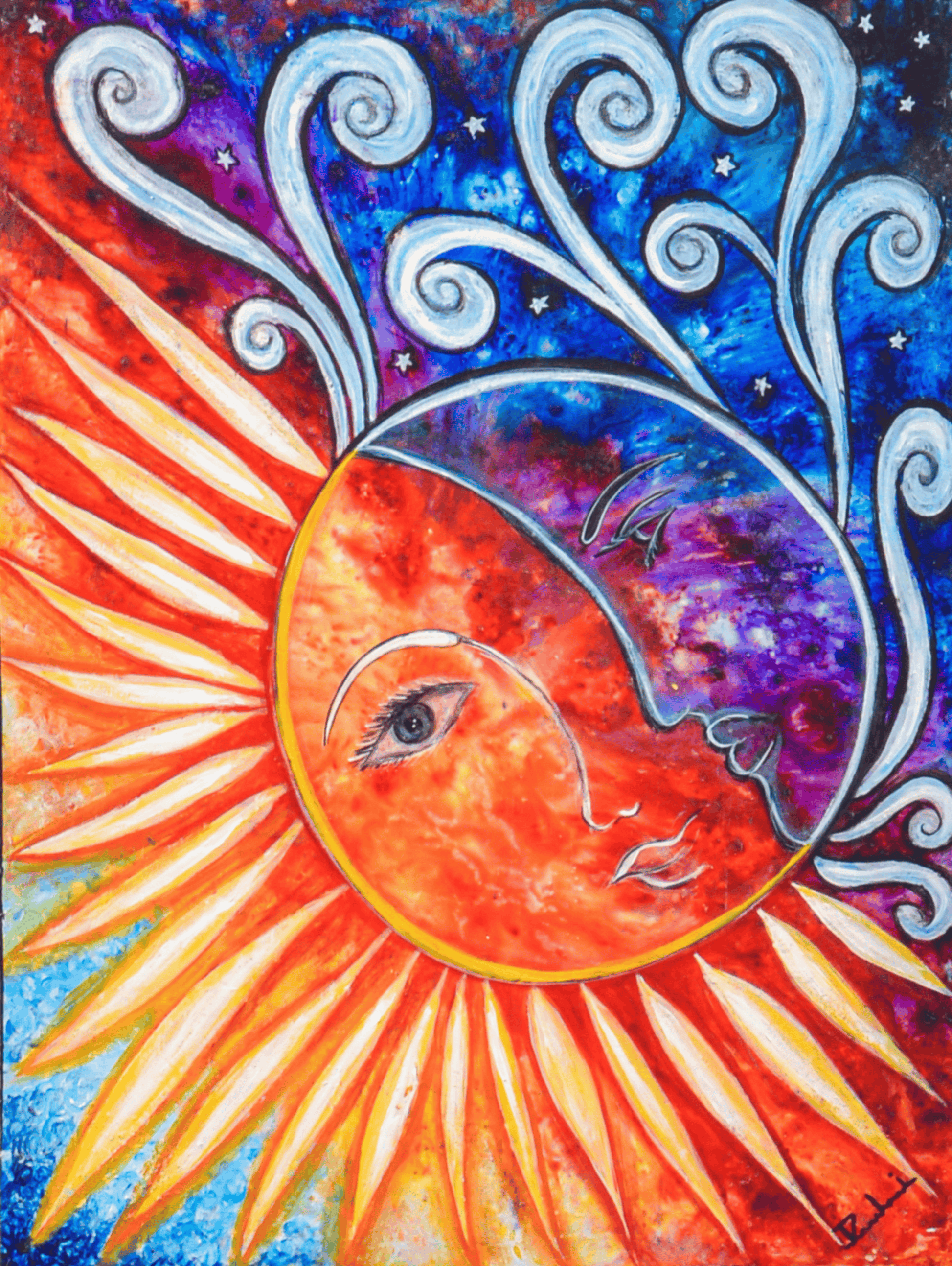 Celestial Blessings — original mixed media spiritual canvas by Rashmi Malhan