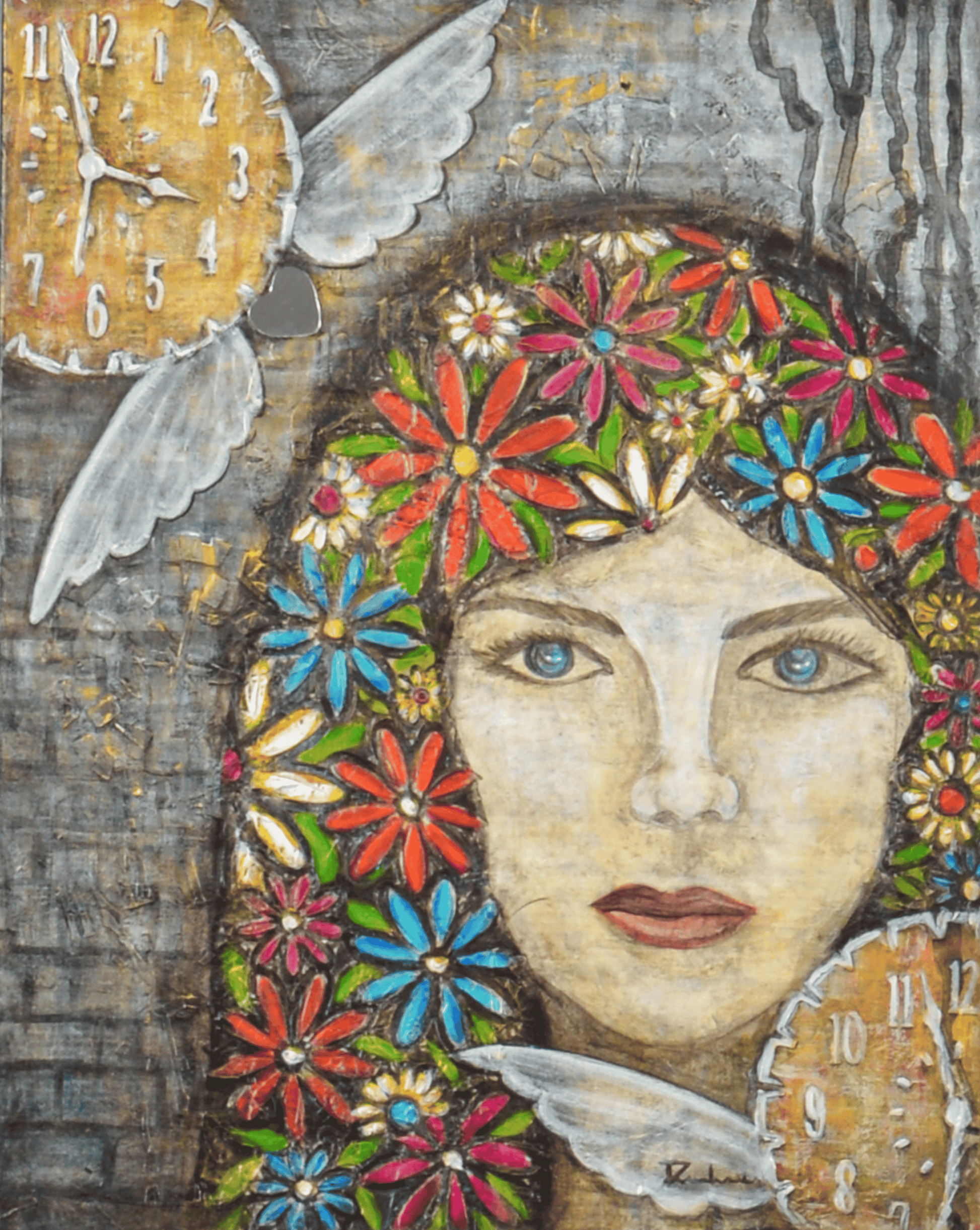 Dea Tempus — original mixed media spiritual canvas by Rashmi Malhan