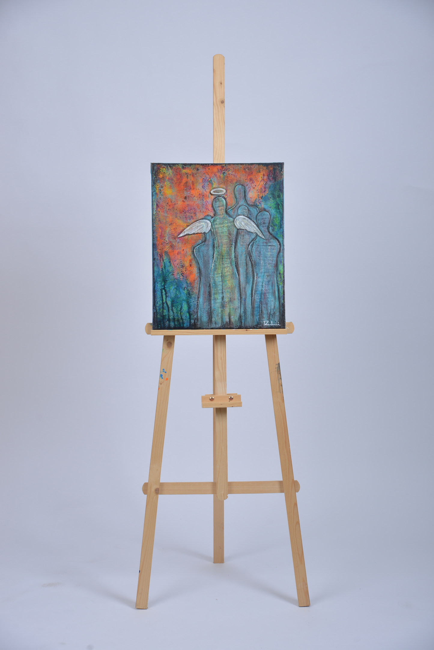 Angels Among Us — original mixed media spiritual canvas by Rashmi Malhan