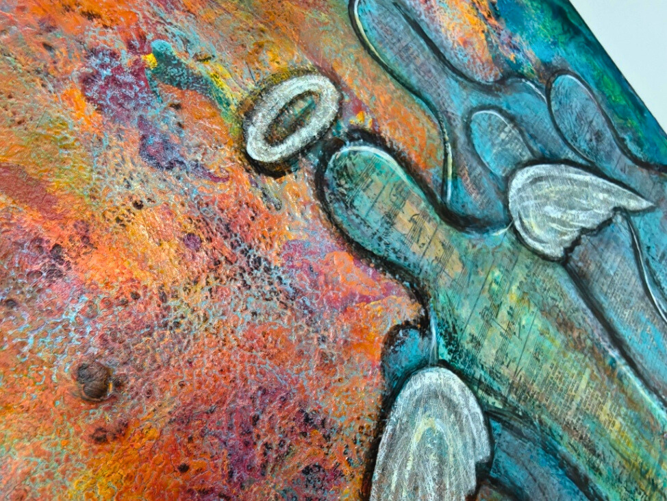 Angels Among Us — original mixed media spiritual canvas by Rashmi Malhan