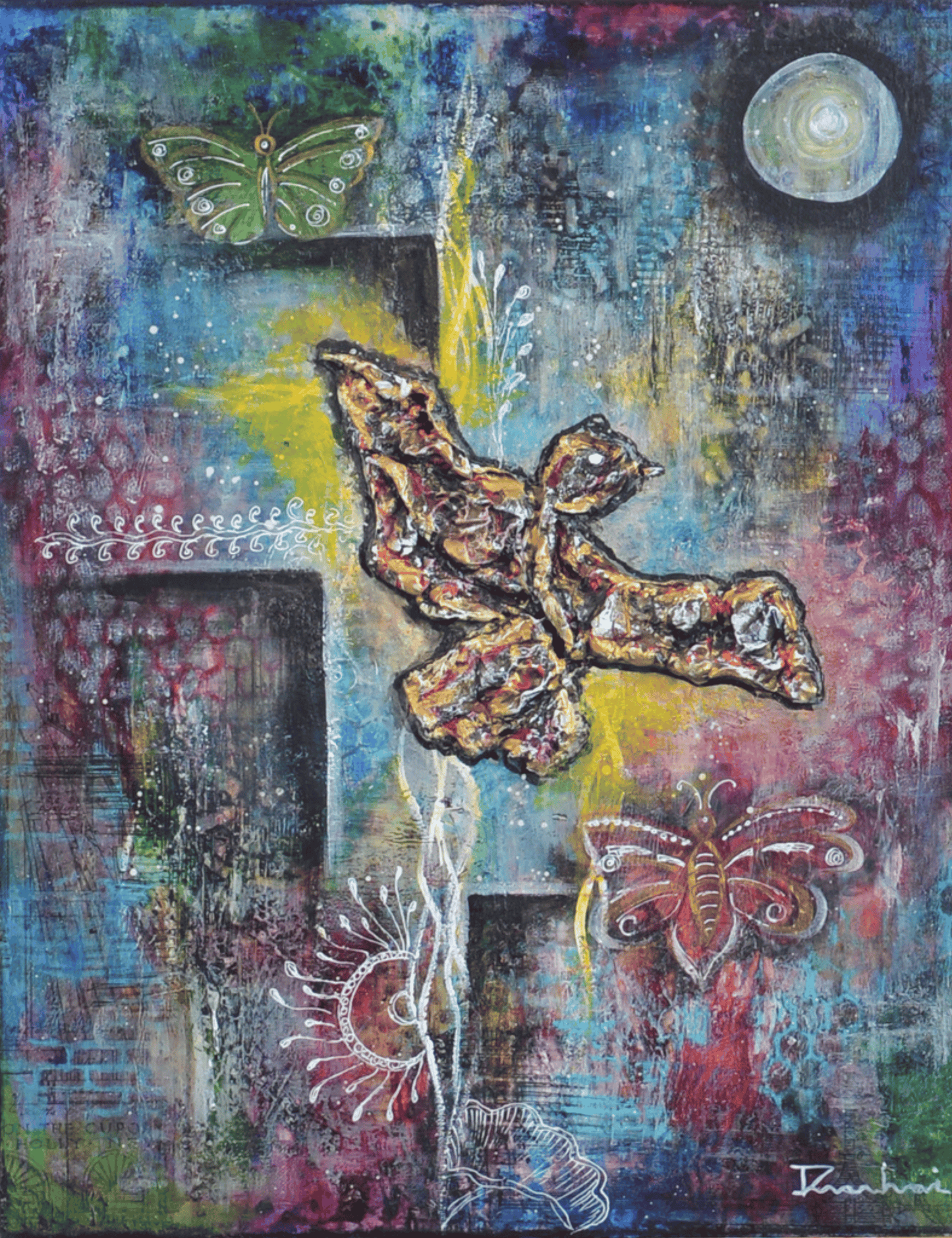 Phoenix — original mixed media spiritual canvas by Rashmi Malhan