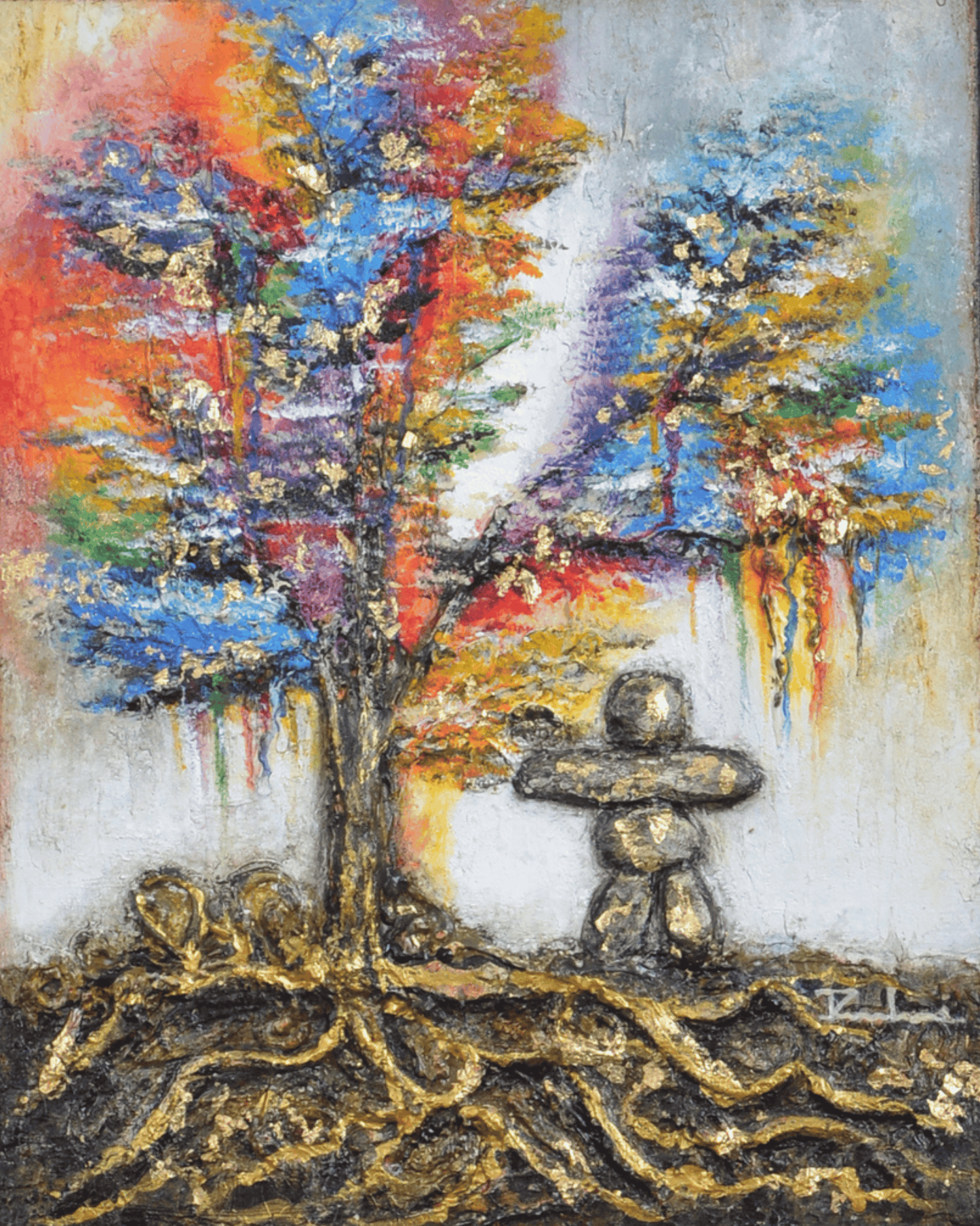 Rooted Kinship — original mixed media love and connection canvas by Rashmi Malhan