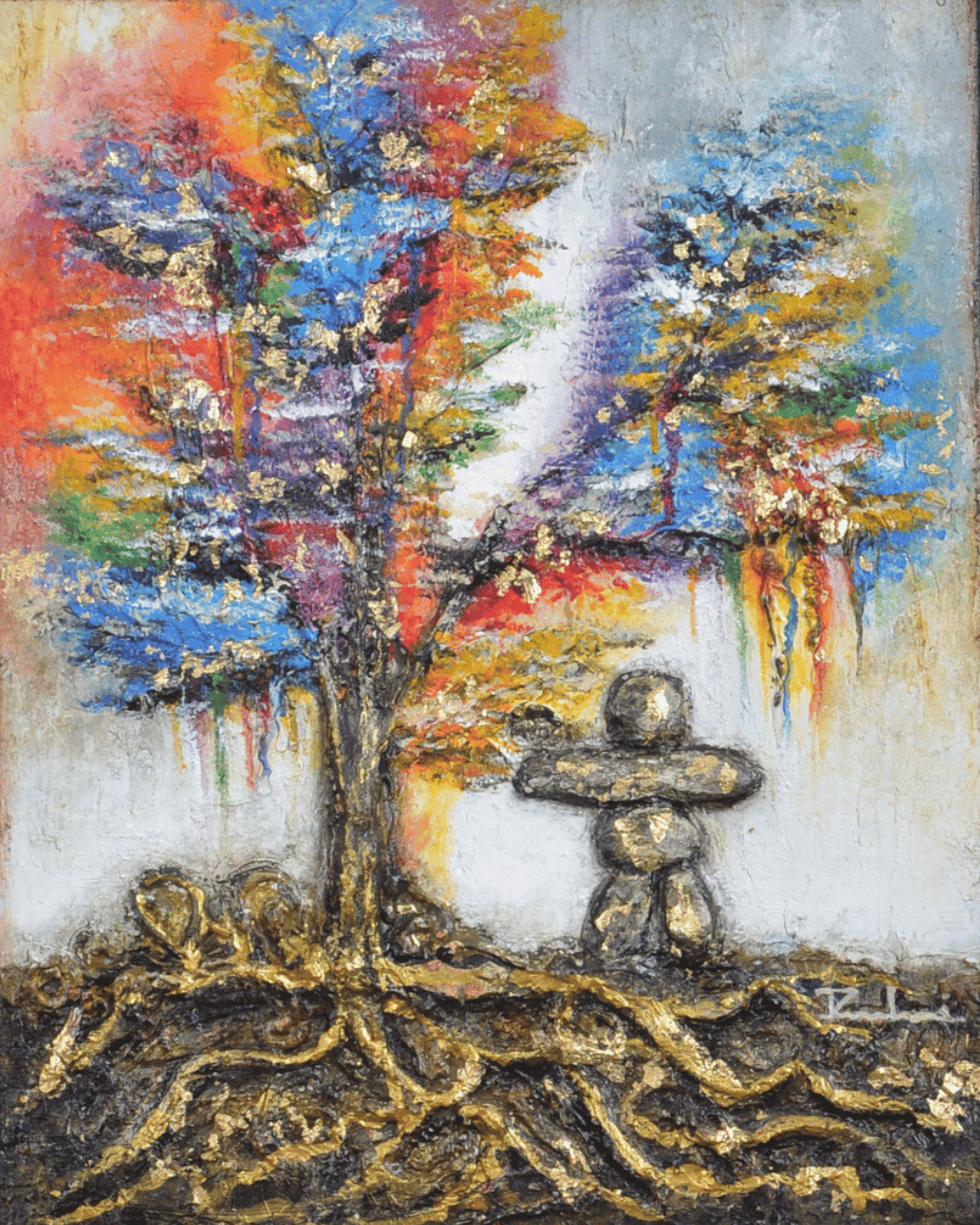 Rooted Kinship — original mixed media love and connection canvas by Rashmi Malhan