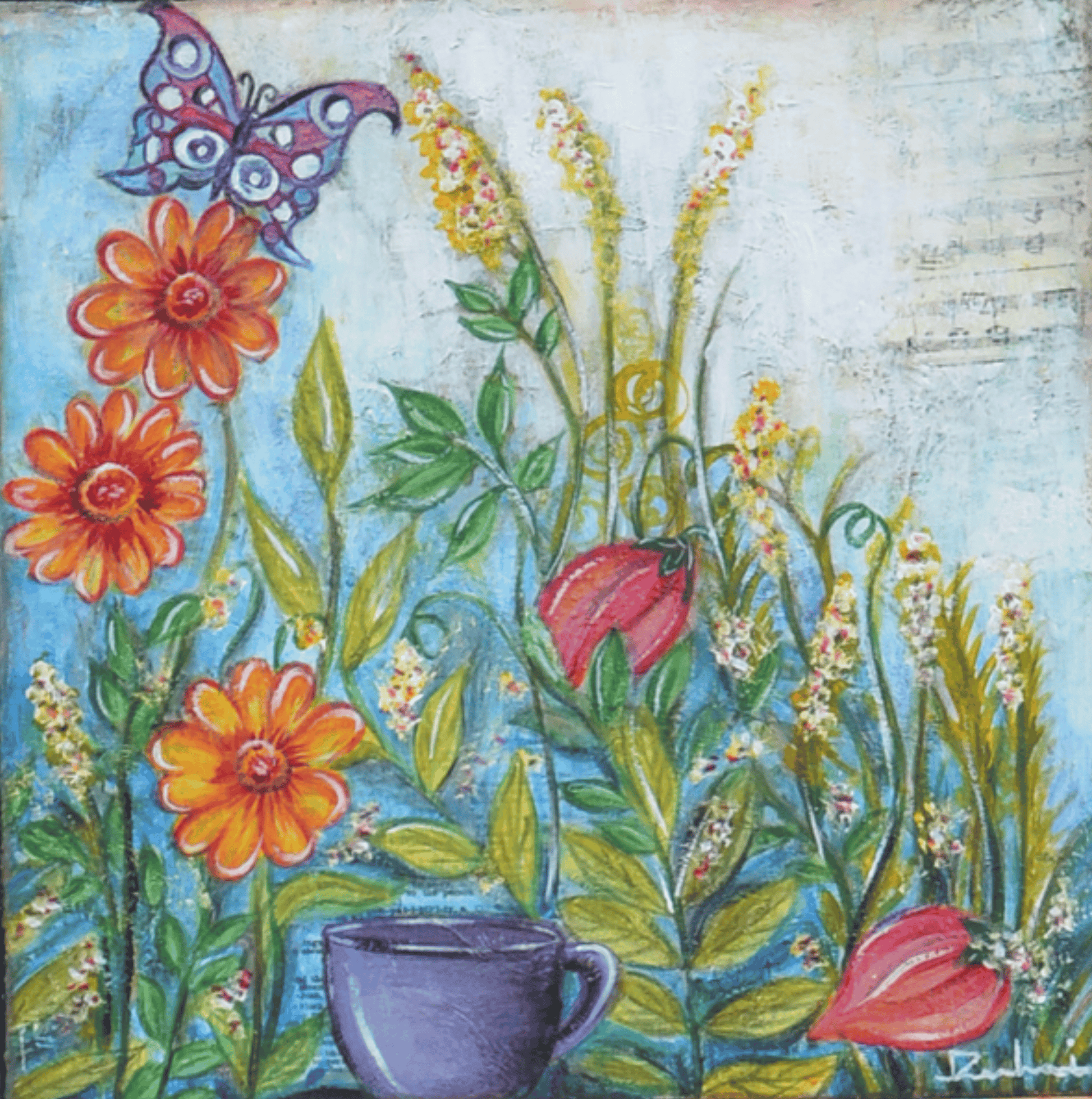Summer Bliss — original mixed media nature-inspired canvas by Rashmi Malhan