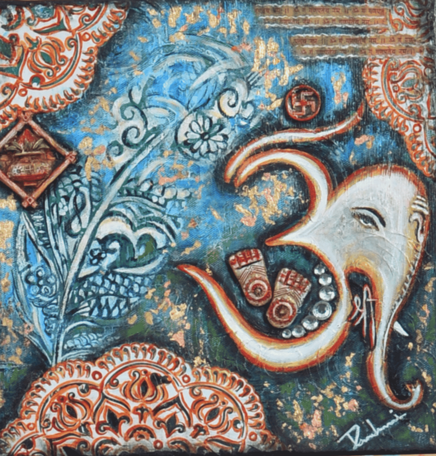 Om — original mixed media meditation canvas by Rashmi Malhan