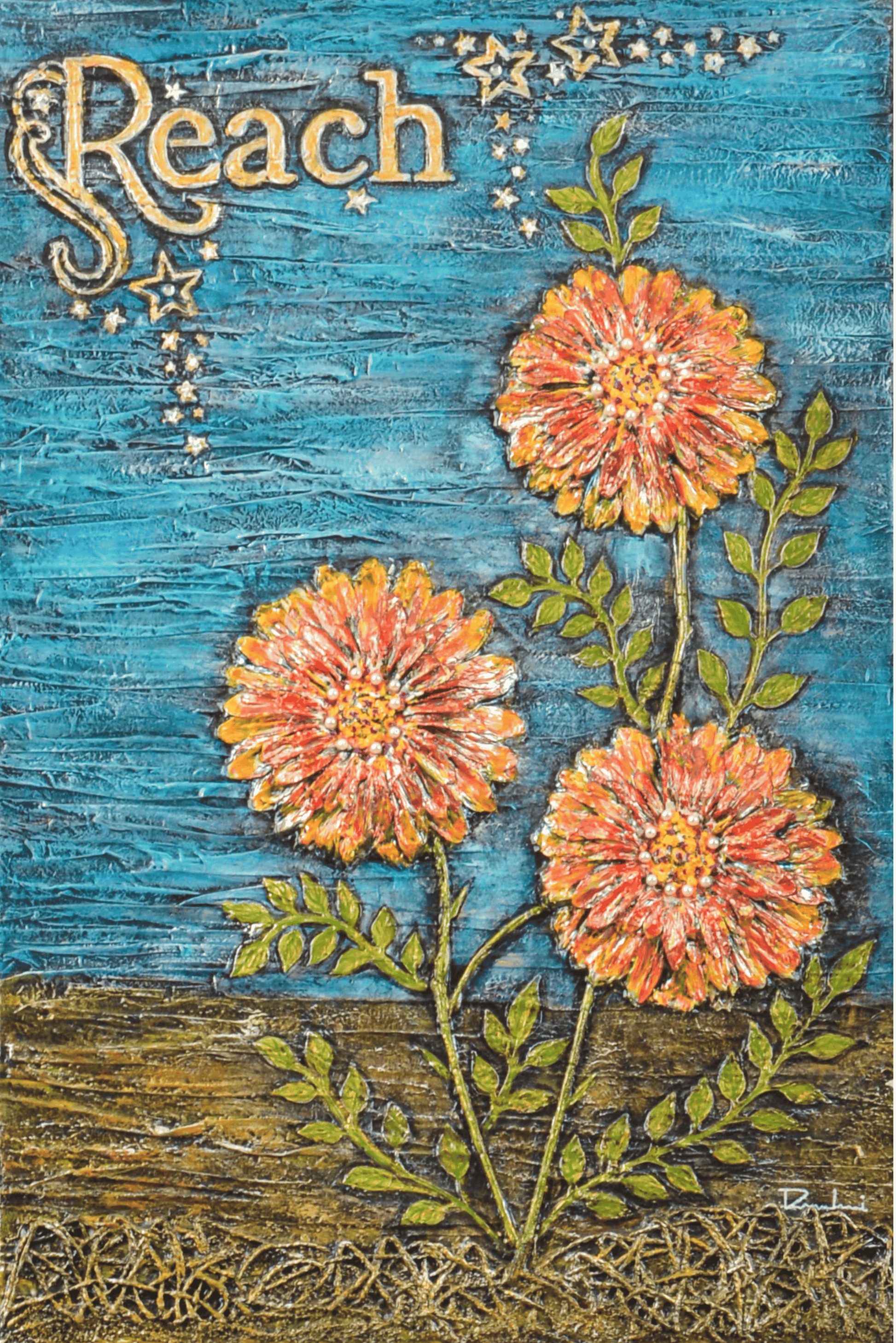 Reach — original mixed media empowerment canvas by Rashmi Malhan