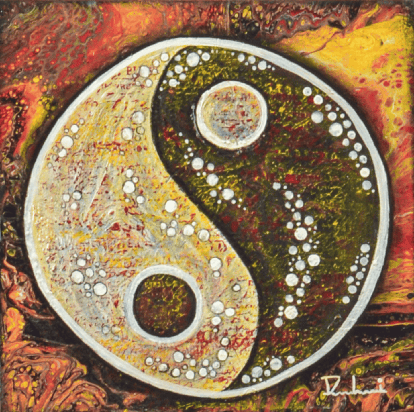 Yin & Yang — original mixed media spiritual canvas by Rashmi Malhan